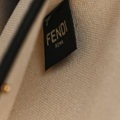 Fendi Canvas Logo Large Shopping Tote Grezzo Black