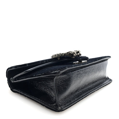 Gucci Velvet Skipper Crystal GG Monogram Small Dionysus Shoulder Bag Black Black Diamond