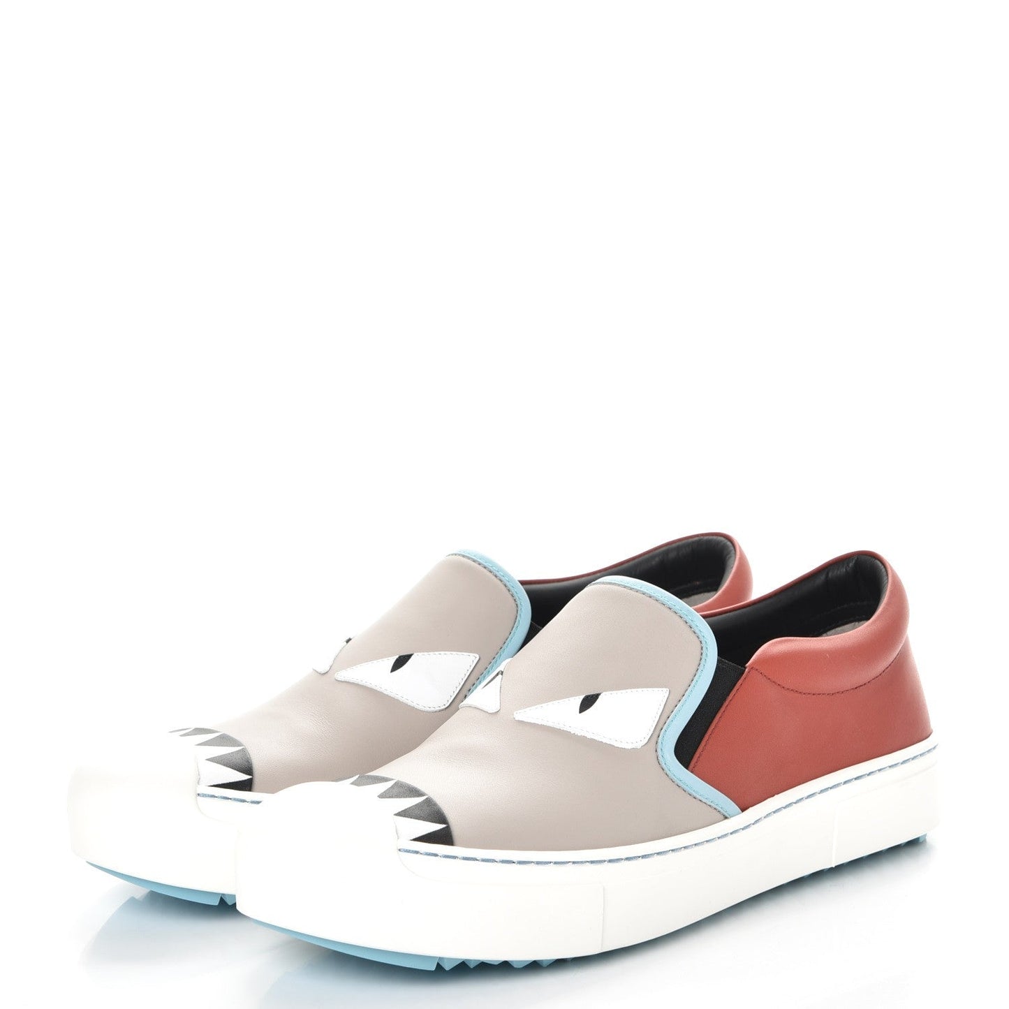 Fendi Vitello Elite Calfskin Monster Bug Slip On Sneakers 39 Multi