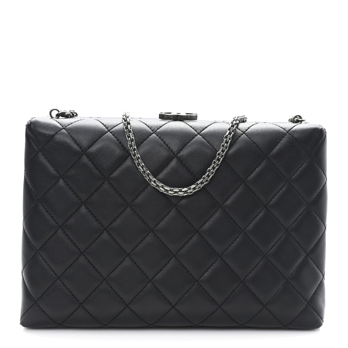 Chanel Lambskin Quilted Kisslock Minaudiere Black