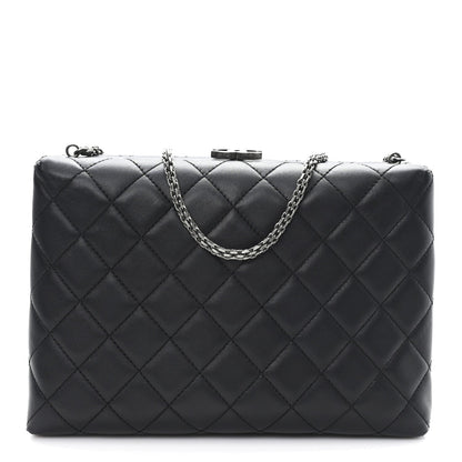 Chanel Lambskin Quilted Kisslock Minaudiere Black