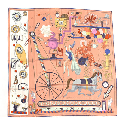 Hermes Silk Tea For Two Scarf 90 Rose Poudre White Bleu