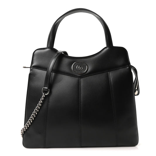 Gucci Calfskin Petite GG Medium Tote Bag Black