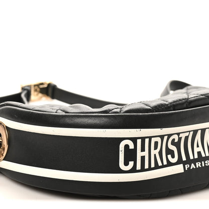Christian Dior Lambskin Cannage Small Dior Vibe Hobo Bag Black