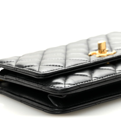 Chanel Lambskin Quilted Pillow Crush Wallet On Chain WOC Black