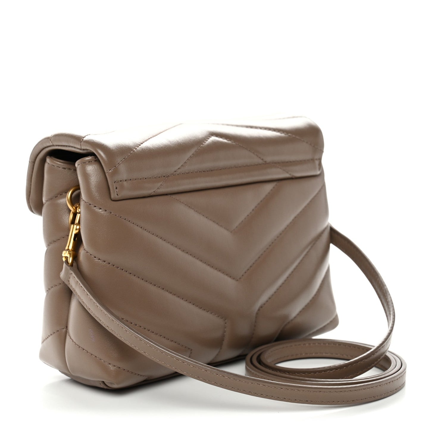 Saint Laurent Calfskin Y Quilted Monogram Toy Loulou Crossbody Bag Taupe