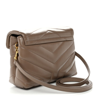 Saint Laurent Calfskin Y Quilted Monogram Toy Loulou Crossbody Bag Taupe