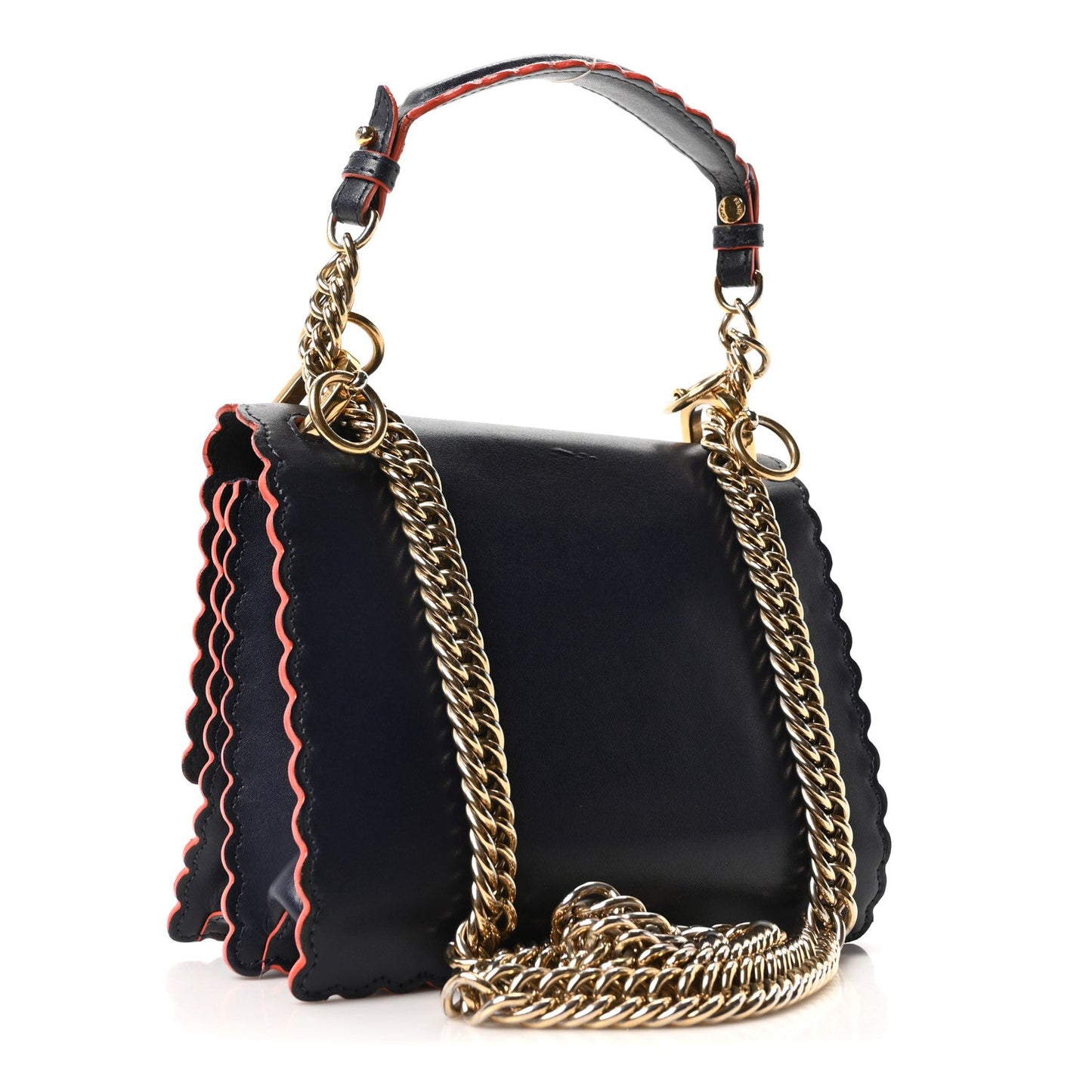 Fendi Vitello Liberty Scalloped Studded Small Kan I Shoulder Bag Blueberry