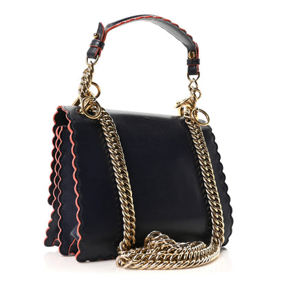 Fendi Vitello Liberty Scalloped Studded Small Kan I Shoulder Bag Blueberry