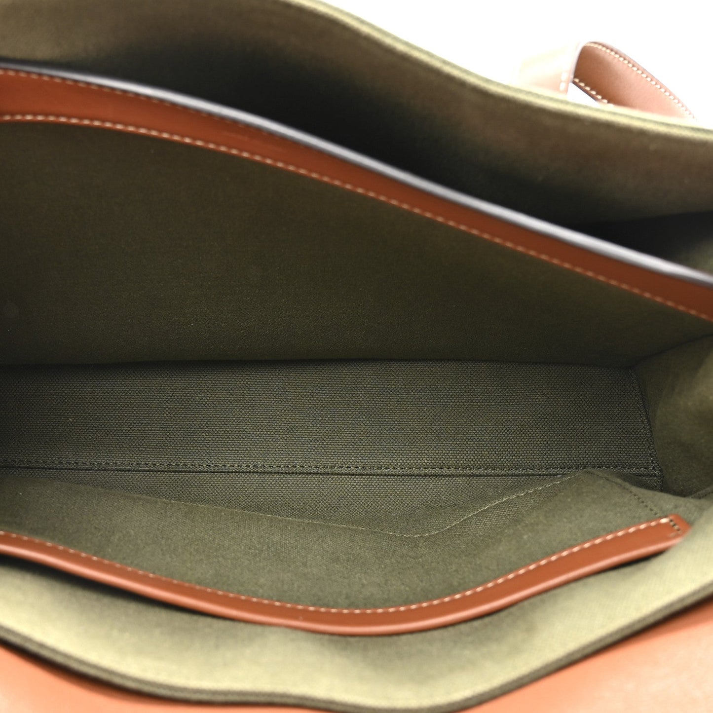 Celine Canvas Calfskin Medium Soft 16 Top Handle Bag Khaki Tan
