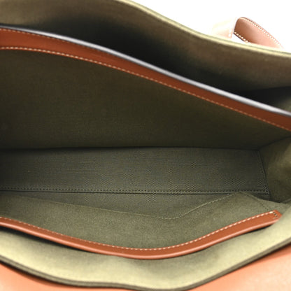 Celine Canvas Calfskin Medium Soft 16 Top Handle Bag Khaki Tan