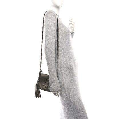 Gucci Metallic Pebbled Calfskin Small Soho Flap Crossbody Sasso