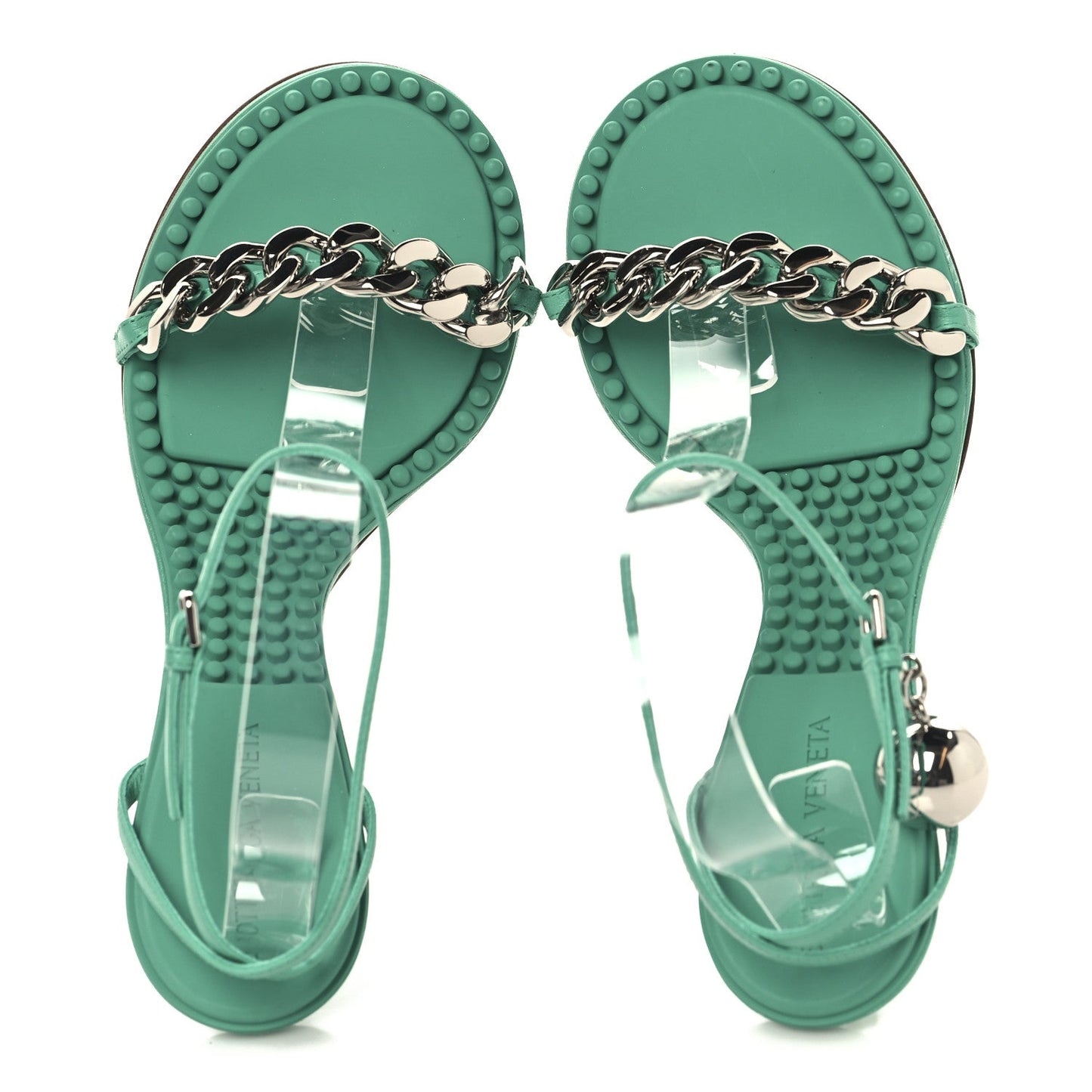 Bottega Veneta Lambskin Dot 100mm Sandals 37 Acid Turquoise