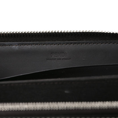 Fendi Vitello King Tamponato Logo Embossed Zip Around Wallet Cuoio