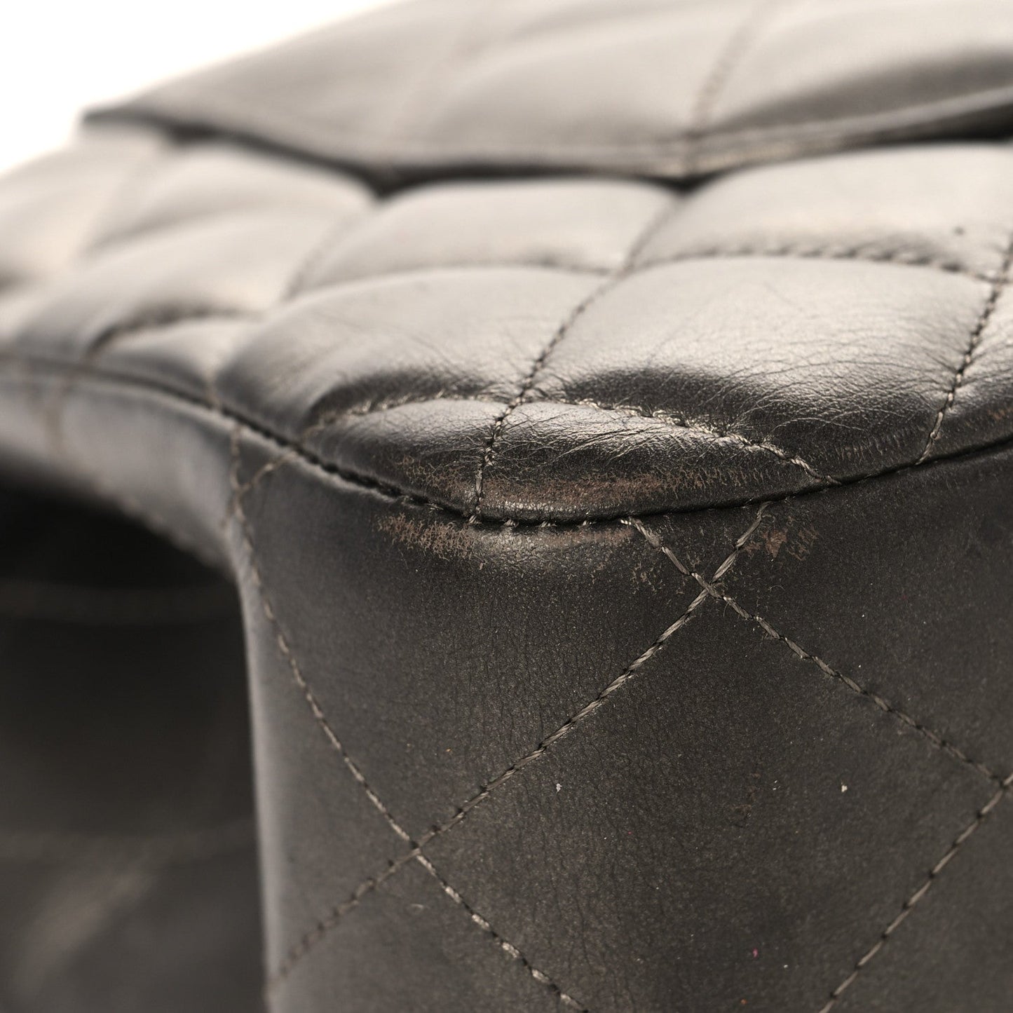 Chanel Metallic Lambskin Quilted Jumbo Double Flap Pewter