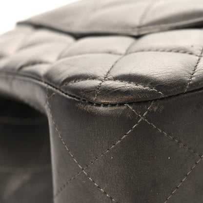 Chanel Metallic Lambskin Quilted Jumbo Double Flap Pewter