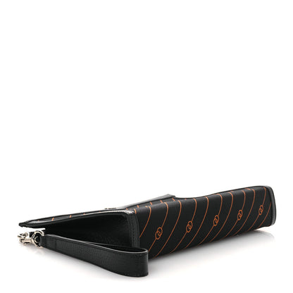 Gucci Canvas Diagonal Interlocking G Zip Pouch Black Orange