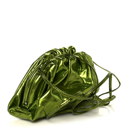 Bottega Veneta Metallic Crushed Calfskin The Mini Pouch Chlorophyll