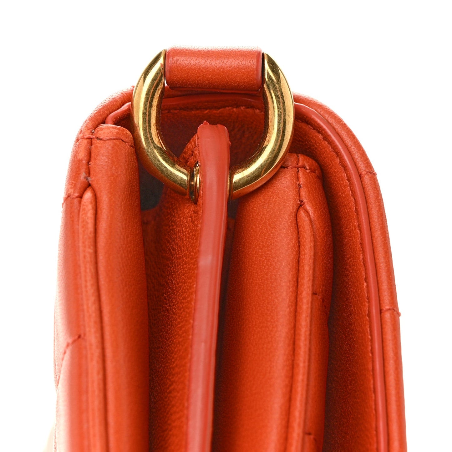 Saint Laurent Lambskin Carre Quilted Le Maillon Satchel Orange