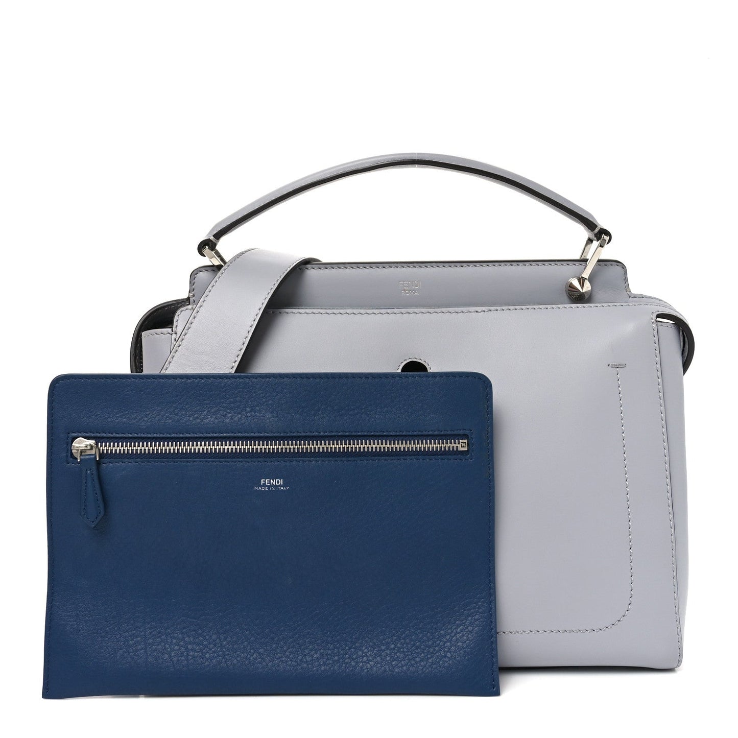 Fendi Vitello Baltico Dolce DotCom Satchel Ardesia