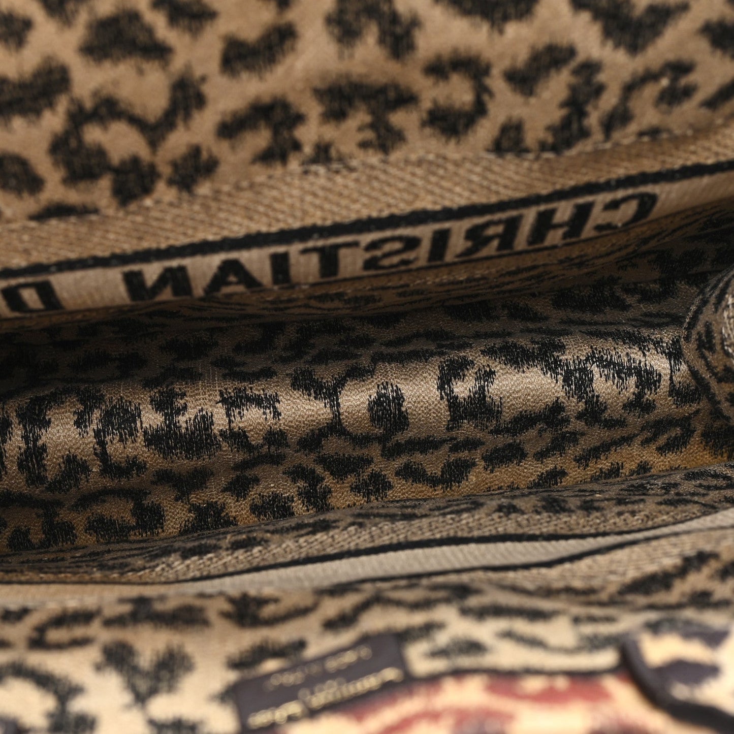 Christian Dior Canvas Mizza Embroidered Large Leopard Book Tote Beige