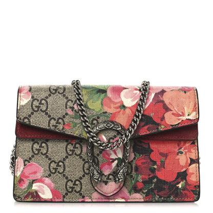 Gucci GG Supreme Monogram Blooms Super Mini Dionysus Shoulder Bag Beige Multicolor Dry Rose