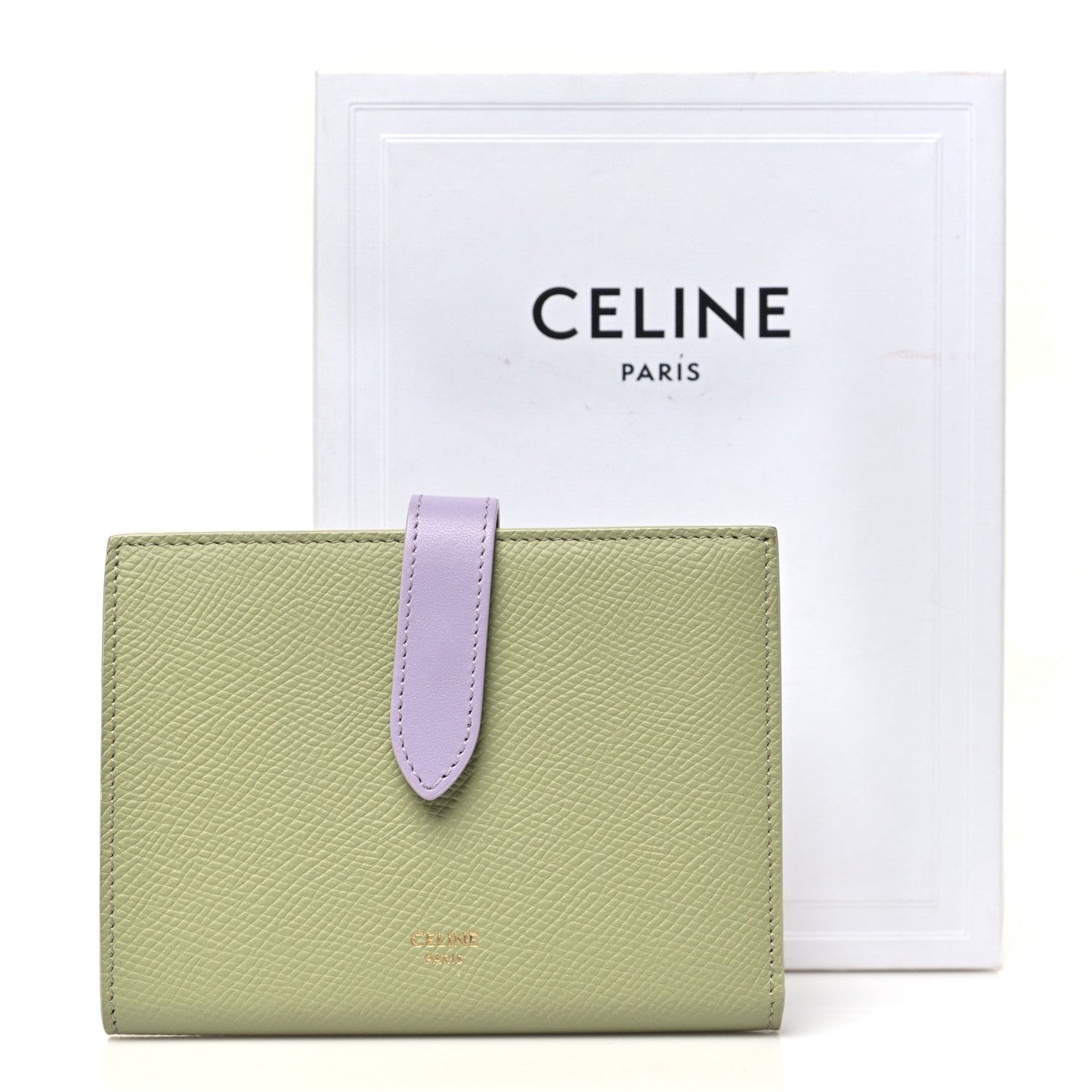 Celine Grained Calfskin Medium Multifunction Strap Wallet Sage Lilas