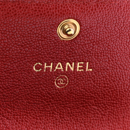 Chanel Caviar Quilted Boy Flap Card Holder Wallet Red