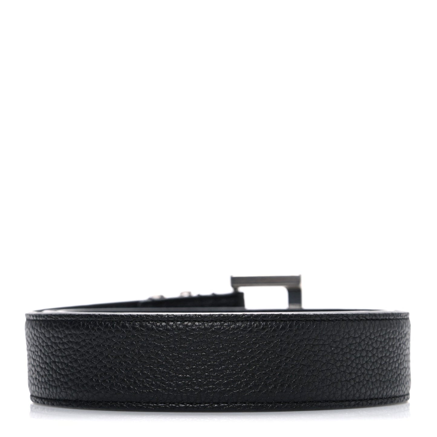 Saint Laurent Grained Calfskin Monogram Cassandre Square Buckle Belt  90 36 Black