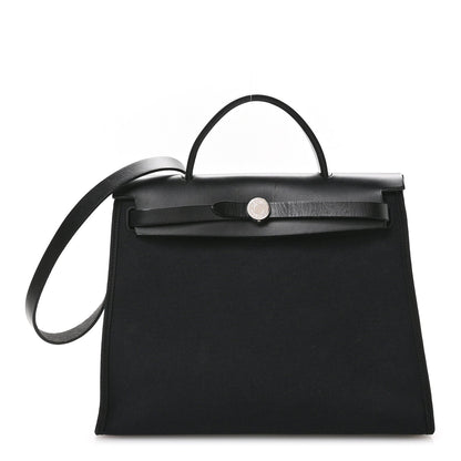 Hermes Military Toile Vache Hunter Herbag Zip PM 31 Black
