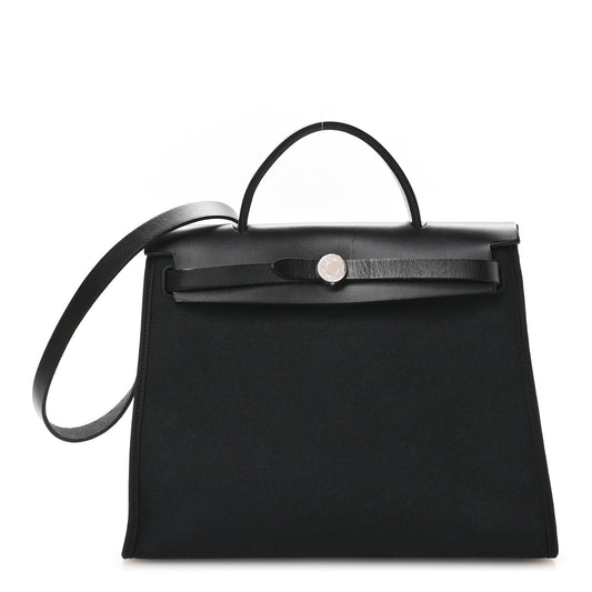 Hermes Military Toile Vache Hunter Herbag Zip PM 31 Black