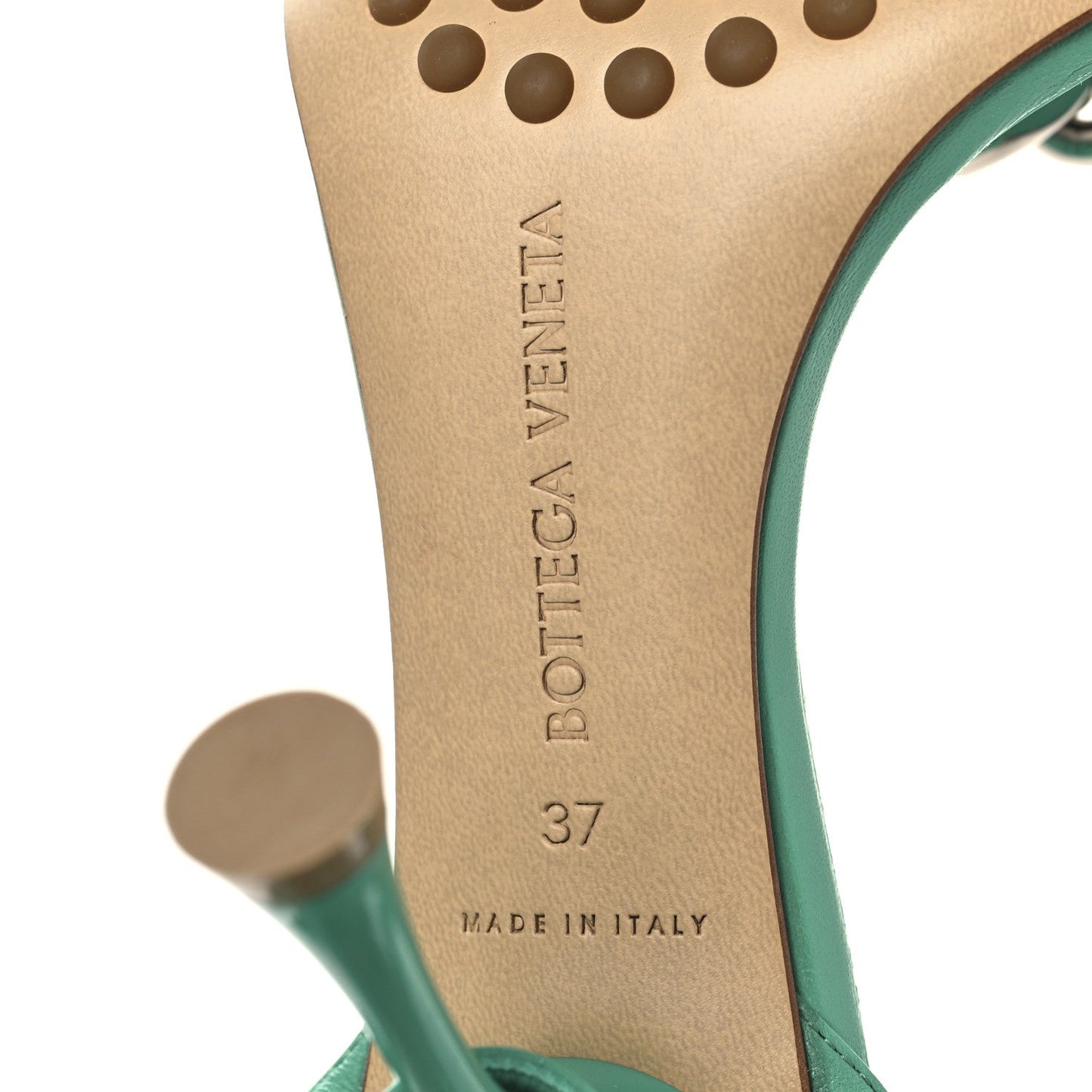 Bottega Veneta Lambskin Dot 100mm Sandals 37 Acid Turquoise