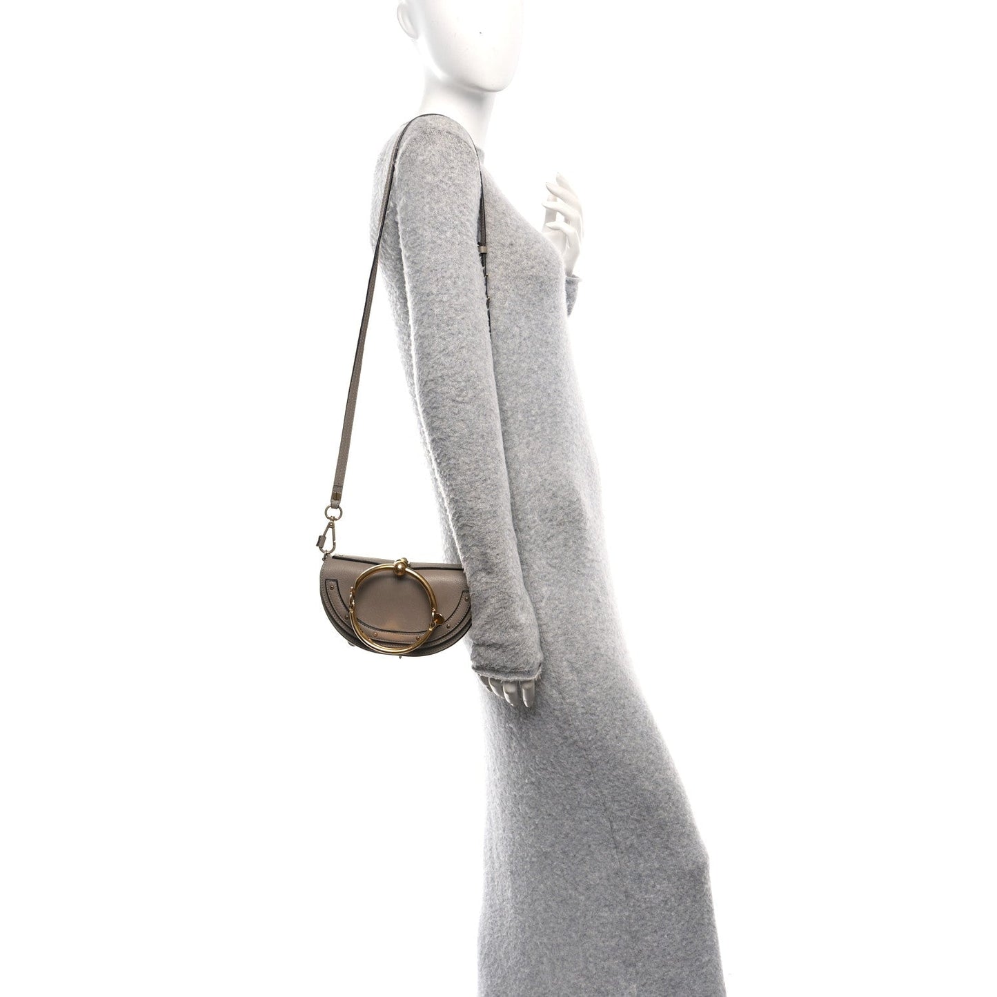 Chloe Calfskin Small Nile Bracelet Minaudiere Bag Motty Grey