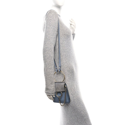 Chloe Suede Calfskin Mini Faye Bracelet Bag Washed Blue