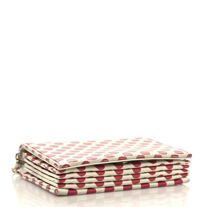 Christian Dior Calfskin DiorAmour Dots 5 Gusset Card Holder Red White