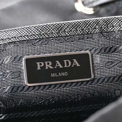 Prada Nylon Vela Saffiano Small Cinch Backpack Black
