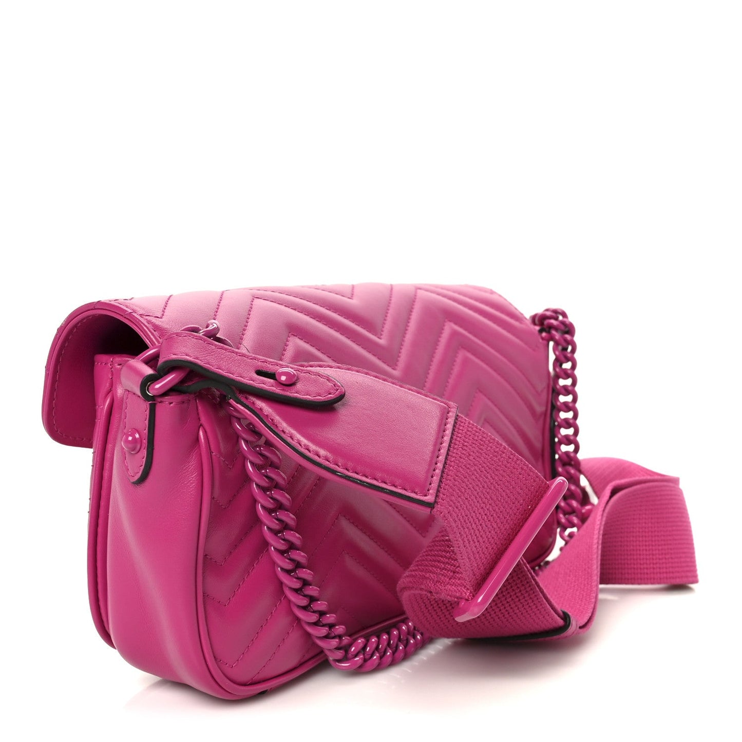 Gucci Calfskin Matelasse Monochrome GG Marmont Crossbody Shoulder Bag Classic Fuxia