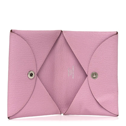 Hermes Chevre Mysore Calvi Card Case Mauve Sylvestre