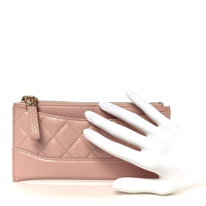Chanel Aged Calfskin Quilted Gabrielle Zip Pouch Pink