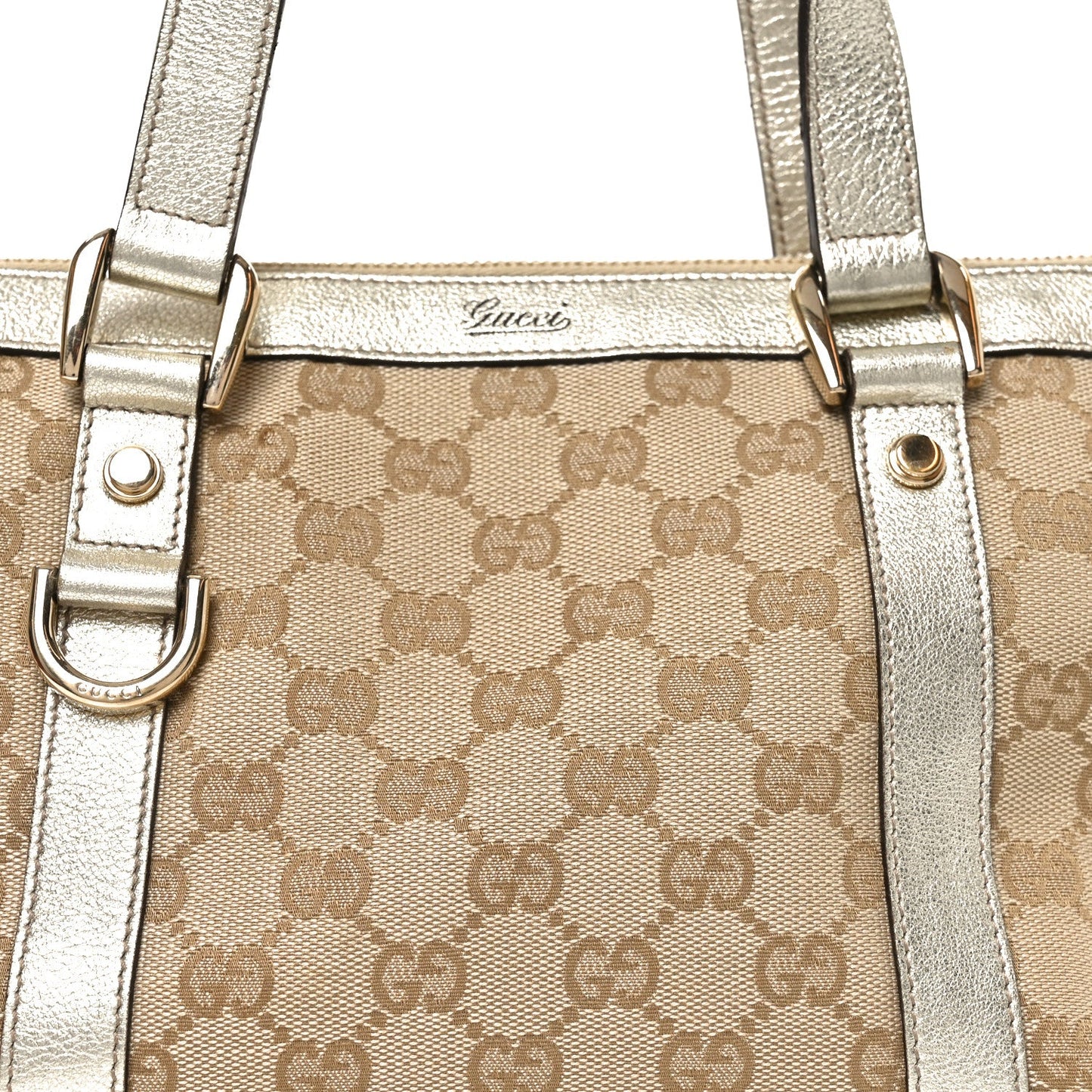 Gucci Monogram Small Abbey Tote  Gold