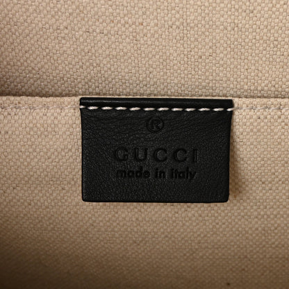 Gucci Moon Calfskin Web Large Dionysus Bamboo Top Handle Bag Black Bright Evergreen Hibiscus Red