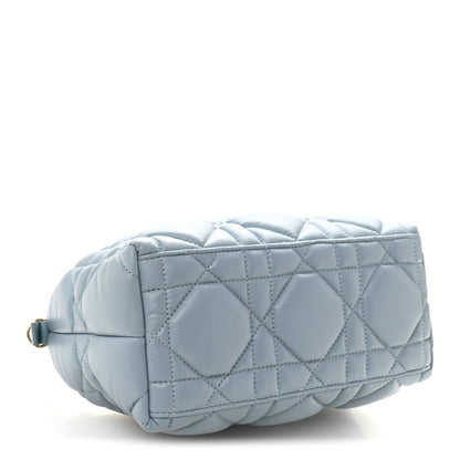 Christian Dior Calfskin Macrocannage Small Diortravel Nomad Pouch Bracing Blue