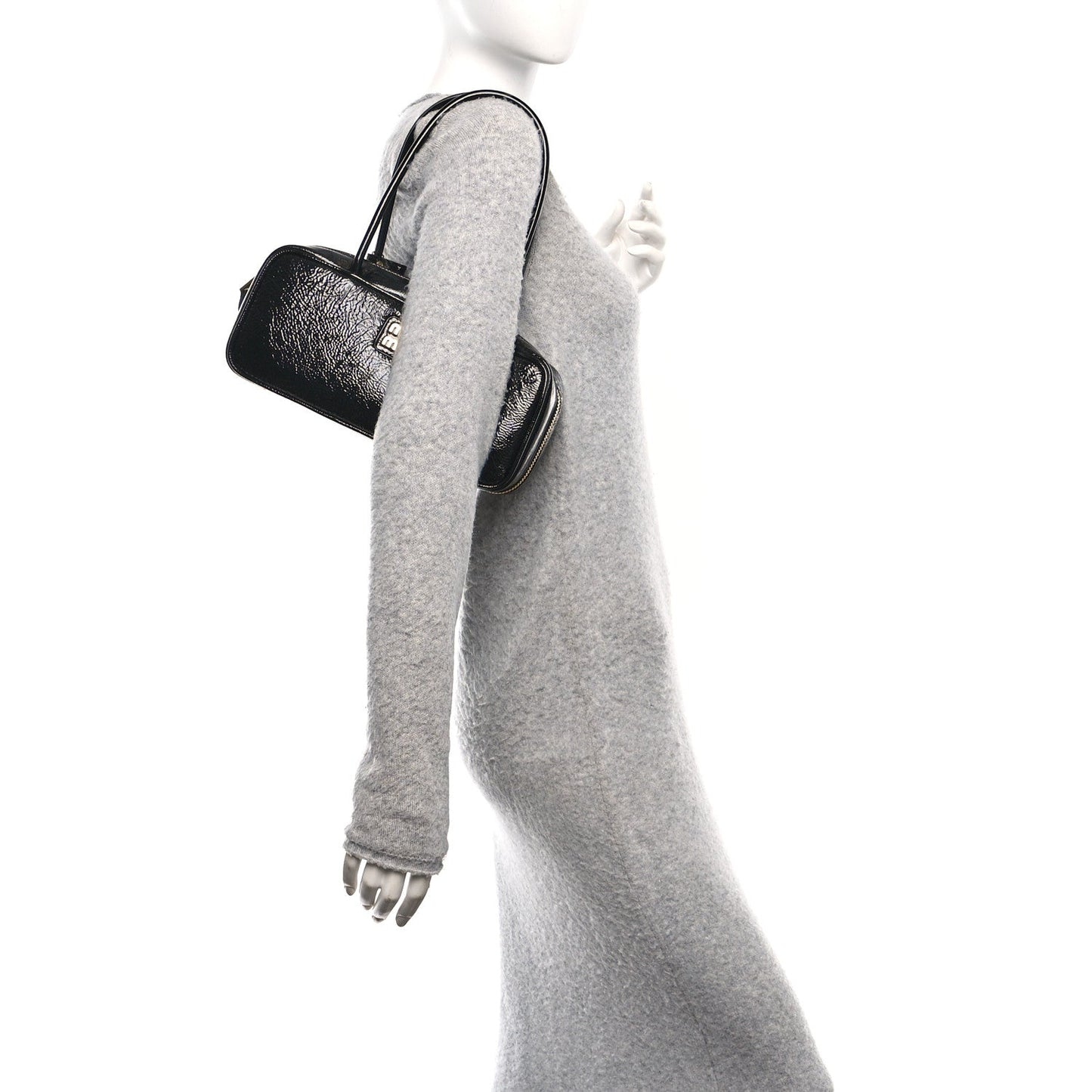 Miu Miu Naplak Patent Small Beau Top Handle Bag Black