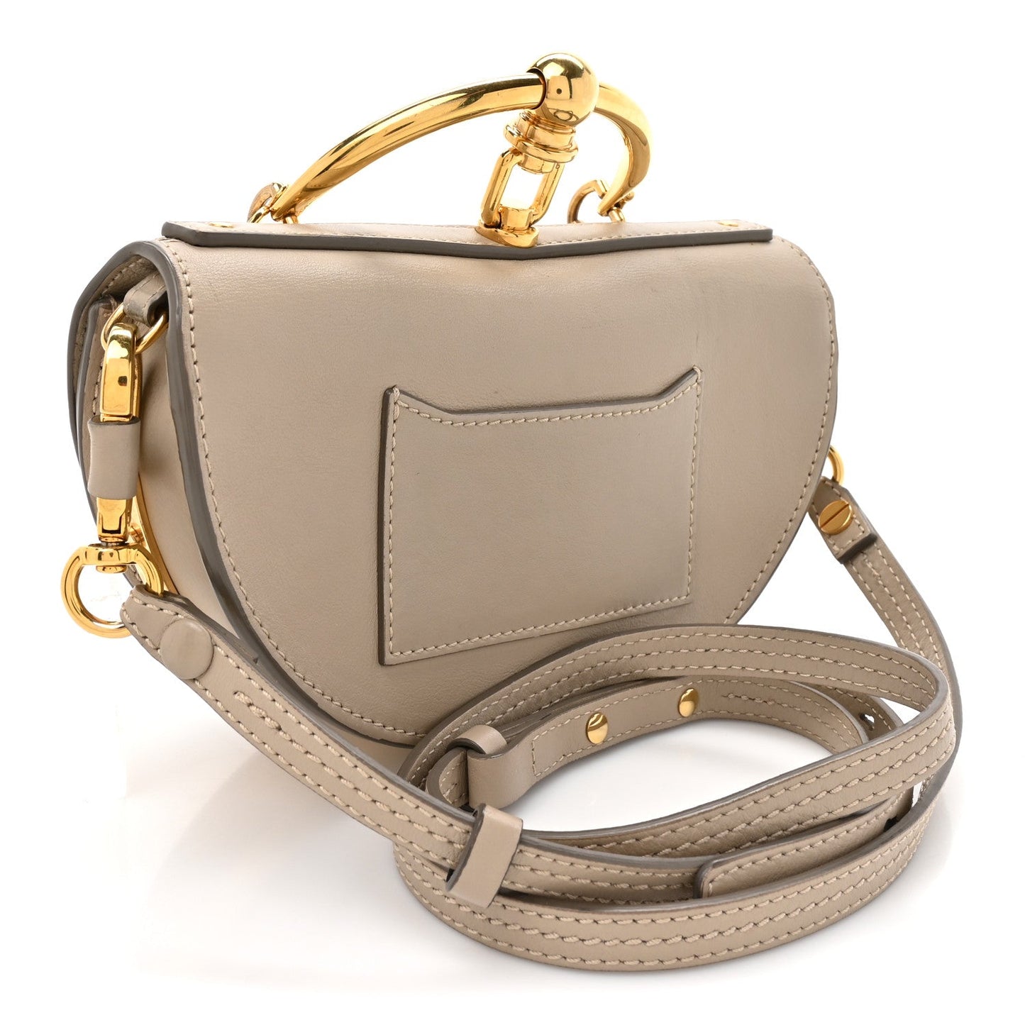 Chloe Calfskin Lambskin Quilted Studded Nile Bracelet Minaudiere Bag Pastel Grey