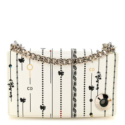 Christian Dior Calfskin Printed Mini Diorama Flap Bag White