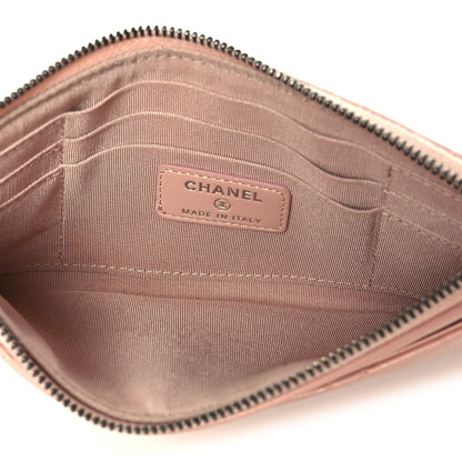 Chanel Aged Calfskin Quilted Gabrielle Zip Pouch Pink