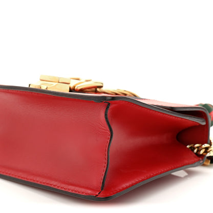 Gucci Calfskin Mini Sylvie Chain Shoulder Bag Hibiscus Red
