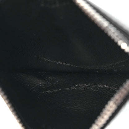 Balenciaga Grained Calfskin Miami Logo Cash Coin Card Holder On Keychain Black