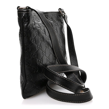 Gucci Guccissima Small Flat Messenger Bag Black