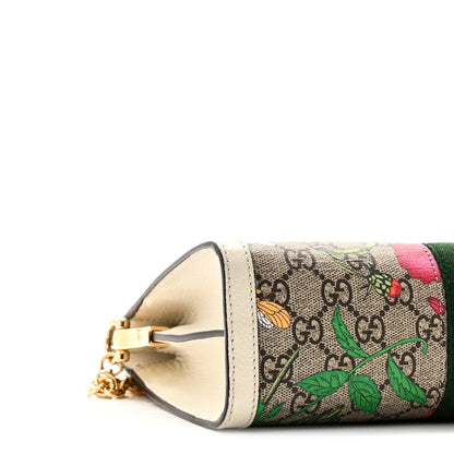 Gucci GG Supreme Monogram Flora Web Small Ophidia Chain Shoulder Bag White